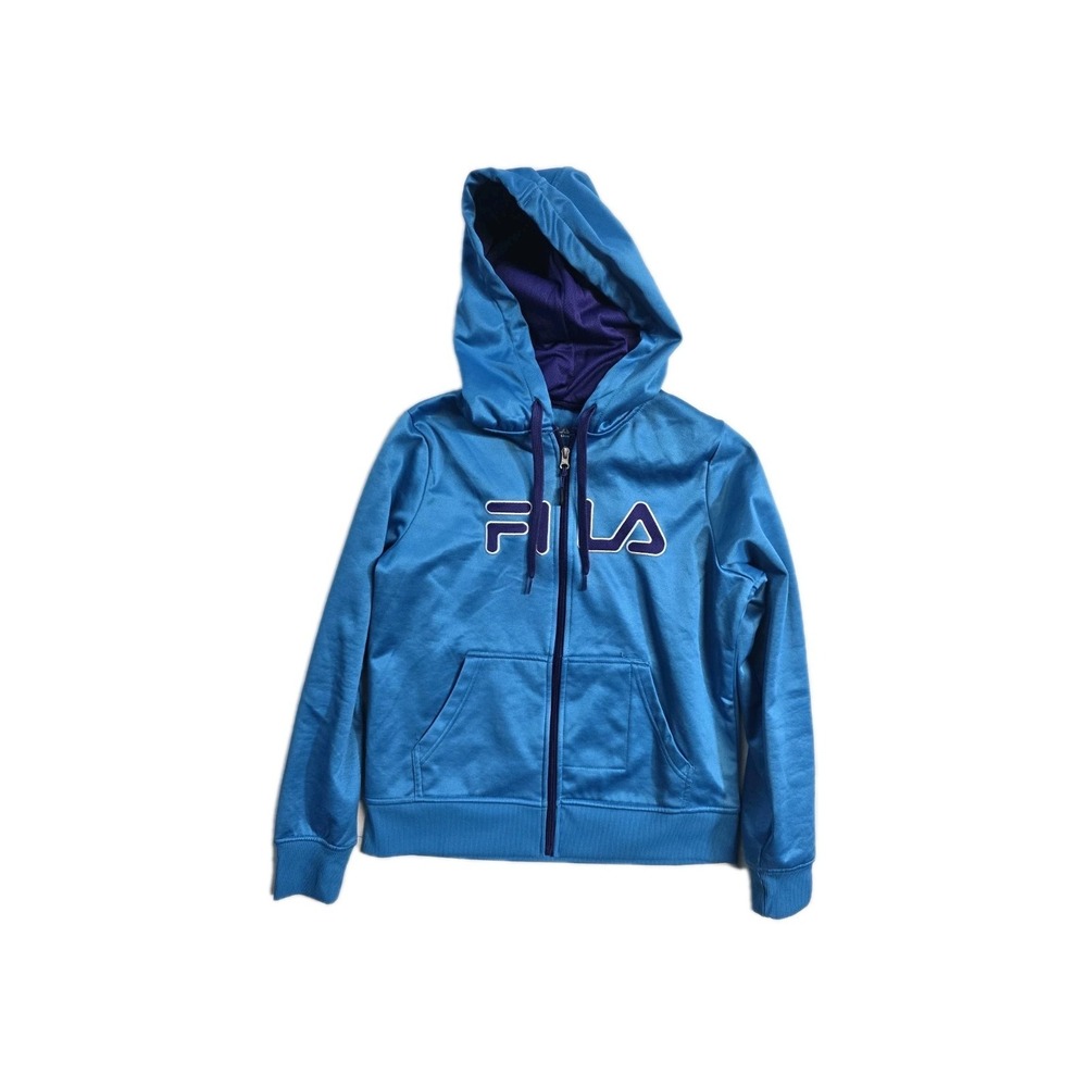 Fila Women's‎ Shiny Blue Full Zip Hoodie Size Small Logo